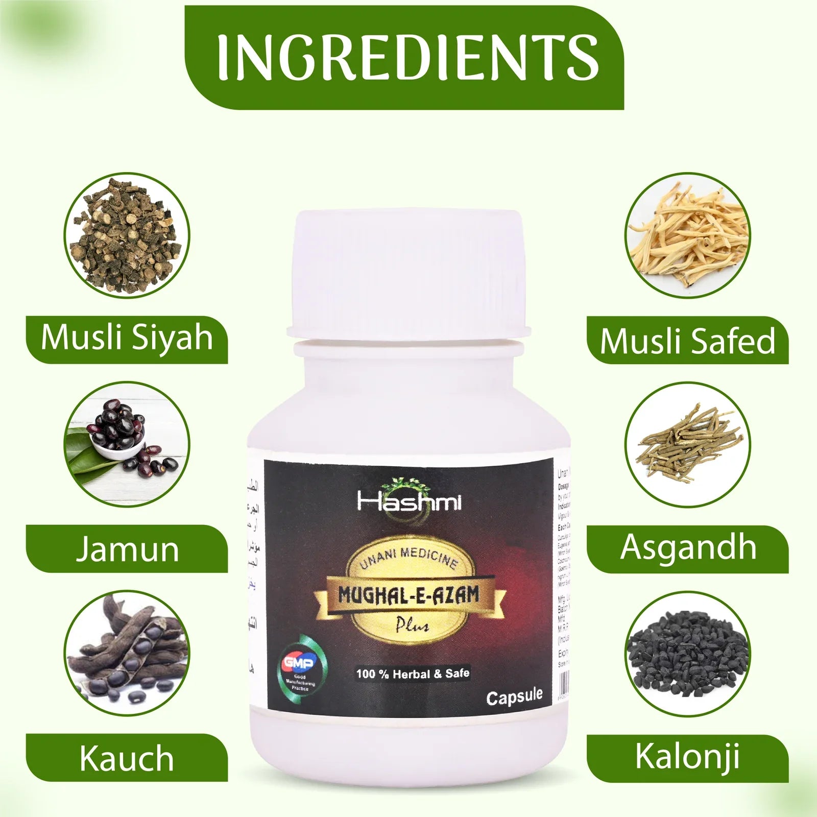 Hashmi Mughal-E-Azam Plus 10 Capsule: Ayurvedic Supplement for Vitality, Energy and Stamina