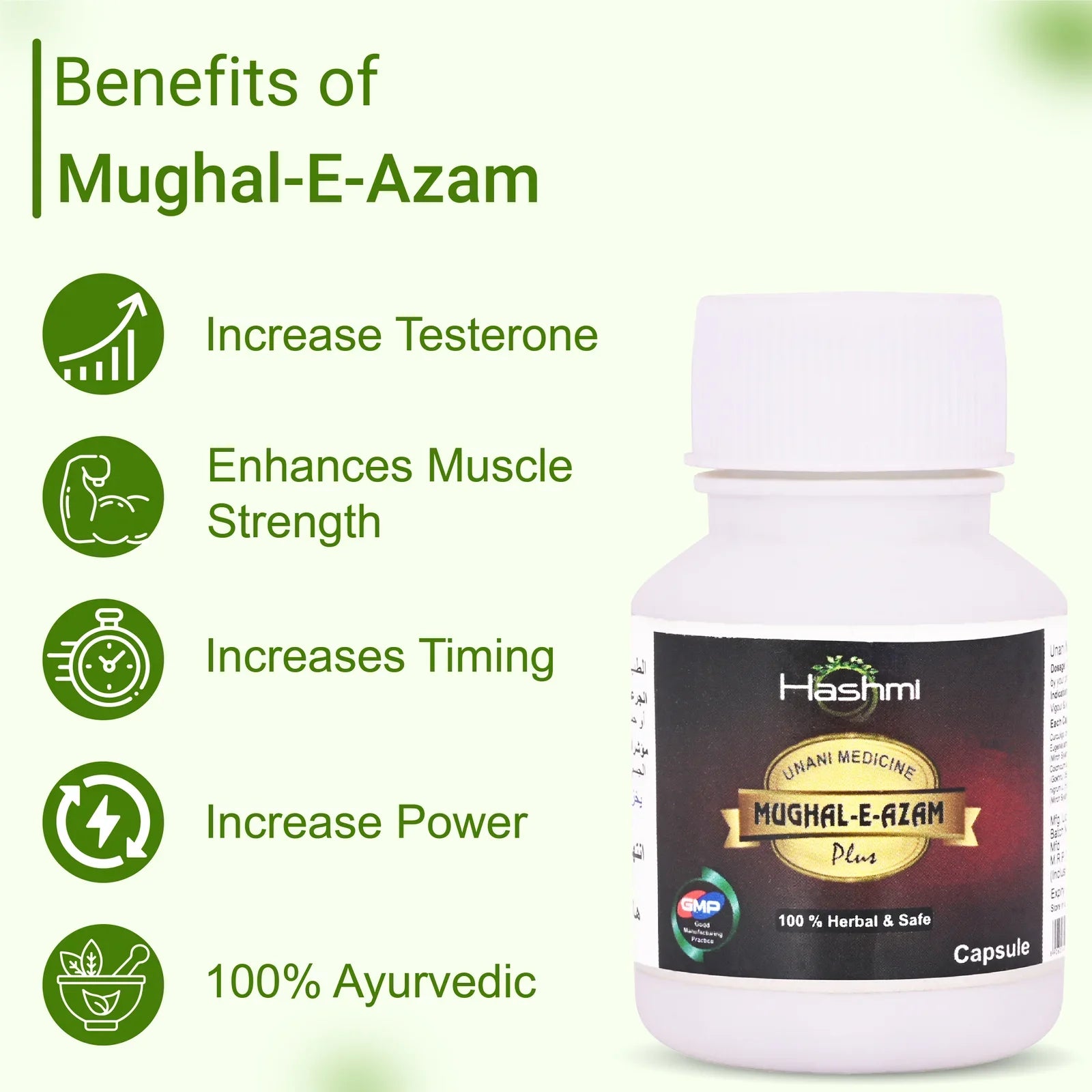 Hashmi Mughal-E-Azam Plus 10 Capsule: Ayurvedic Supplement for Vitality, Energy and Stamina