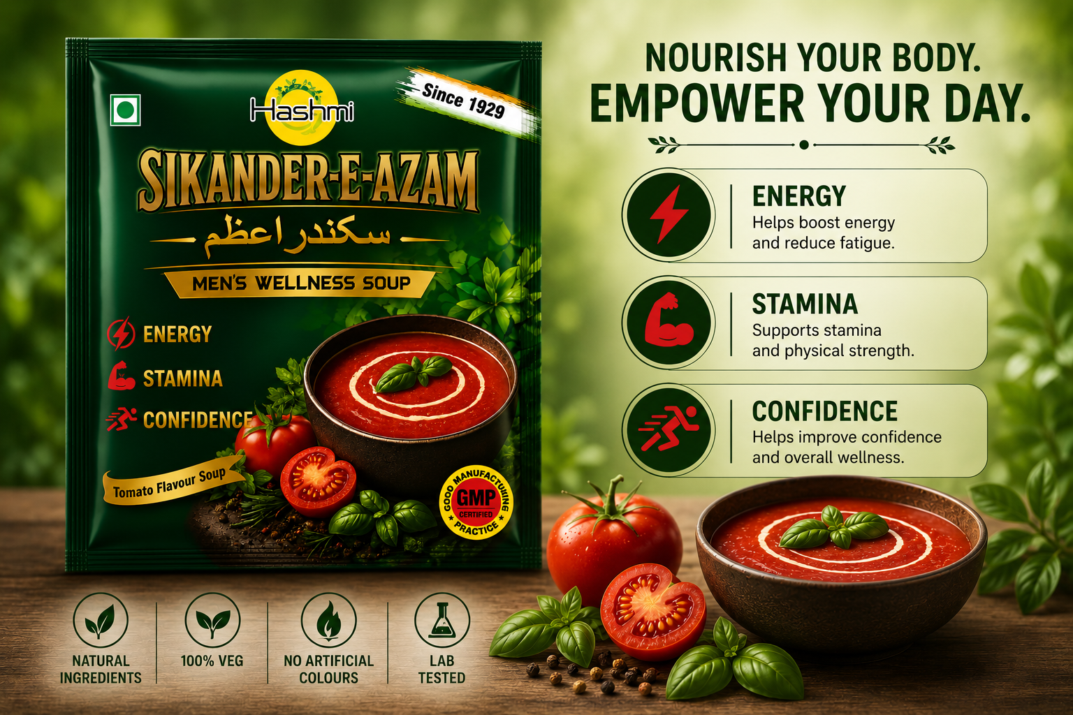 Hashmi Sikander-E-Azam Men’s Wellness Soup | Ancient Traditional Herbal Formula to Support Energy, Stamina & Confidence | 10g Sachet